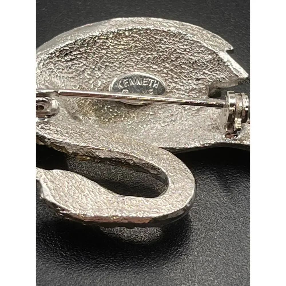 Kenneth Lane‎ Signed Vintage Green Eye Pave Swan Brooch